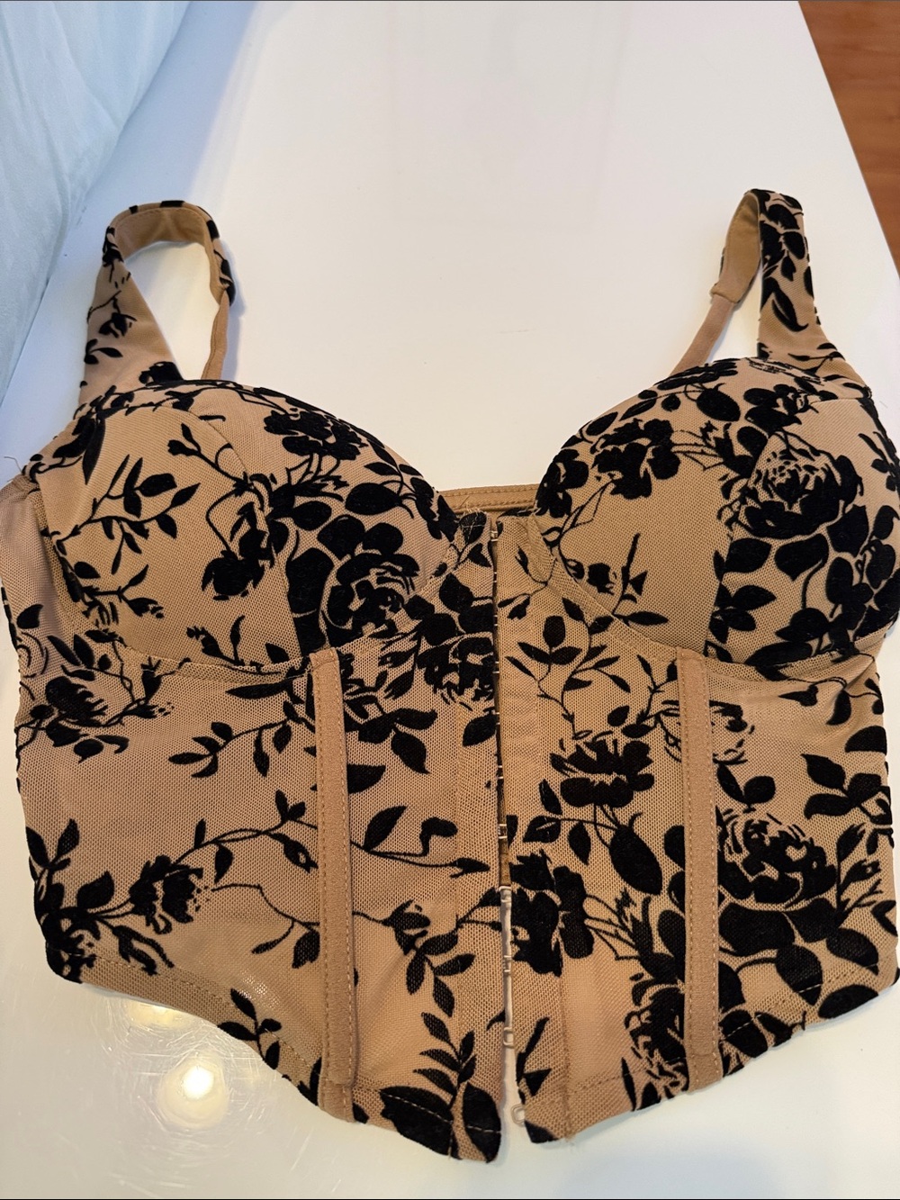 Windsor Tan and Black Floral Crop Top